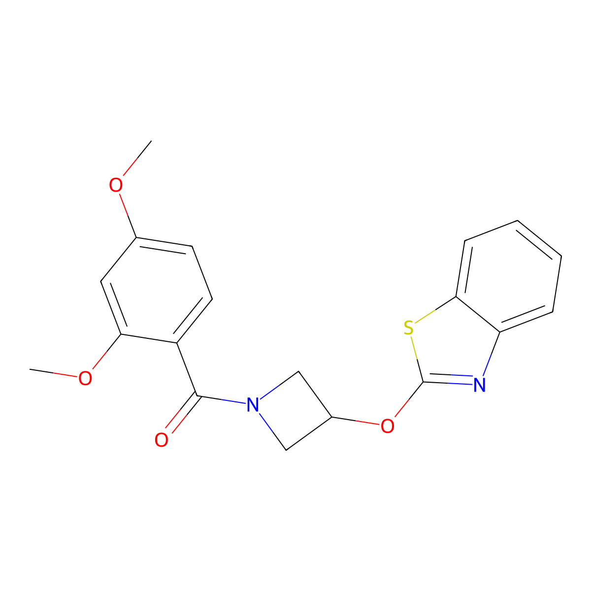 (3-(Benzo[d]thiazol-2-yloxy)azetidin-1-yl)(2,4-dimethoxyphenyl)methanone molecular structure, CAS 1421525-03-2