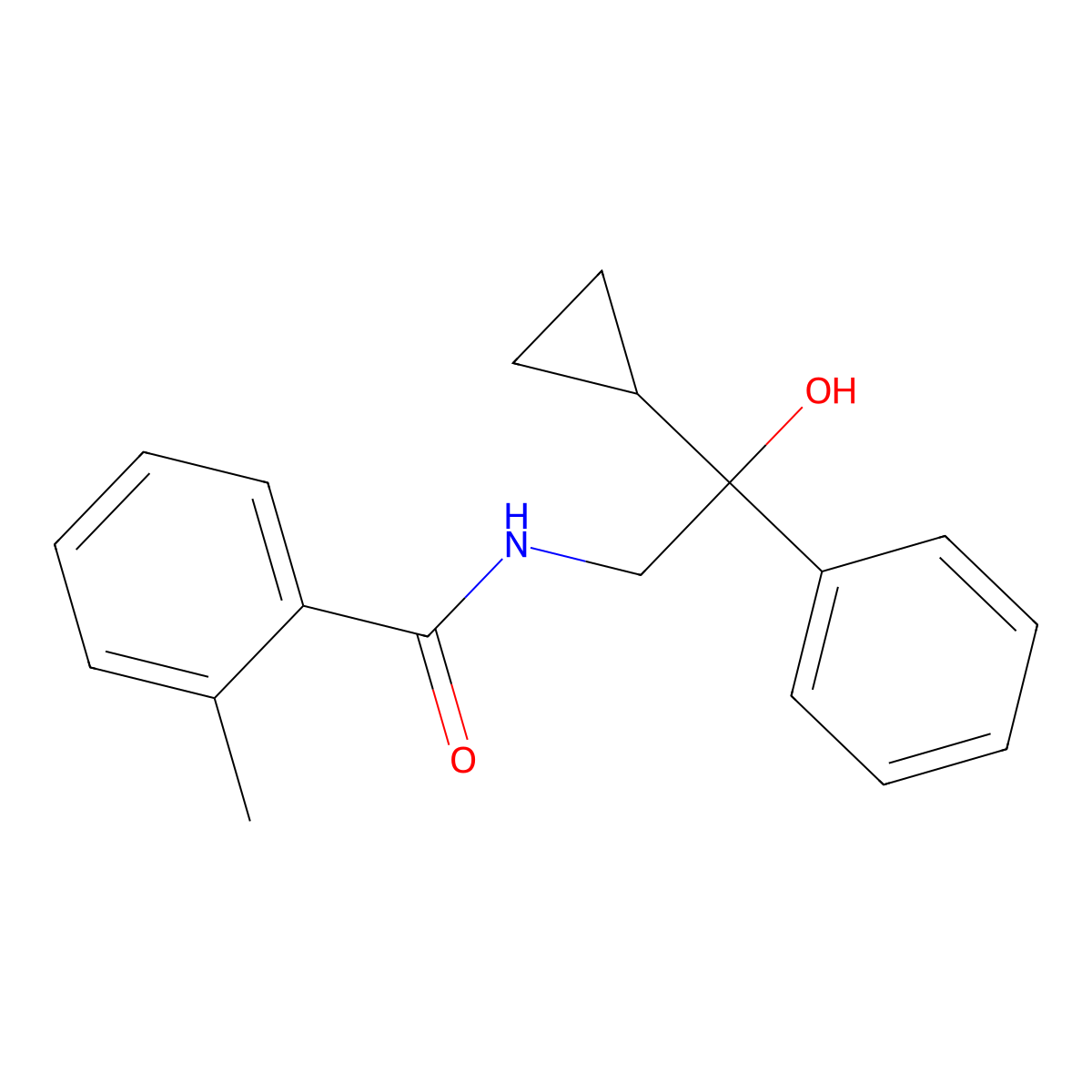 N-(2-cyclopropyl-2-hydroxy-2-phenylethyl)-2-methylbenzamide molecular structure, CAS 1421525-04-3
