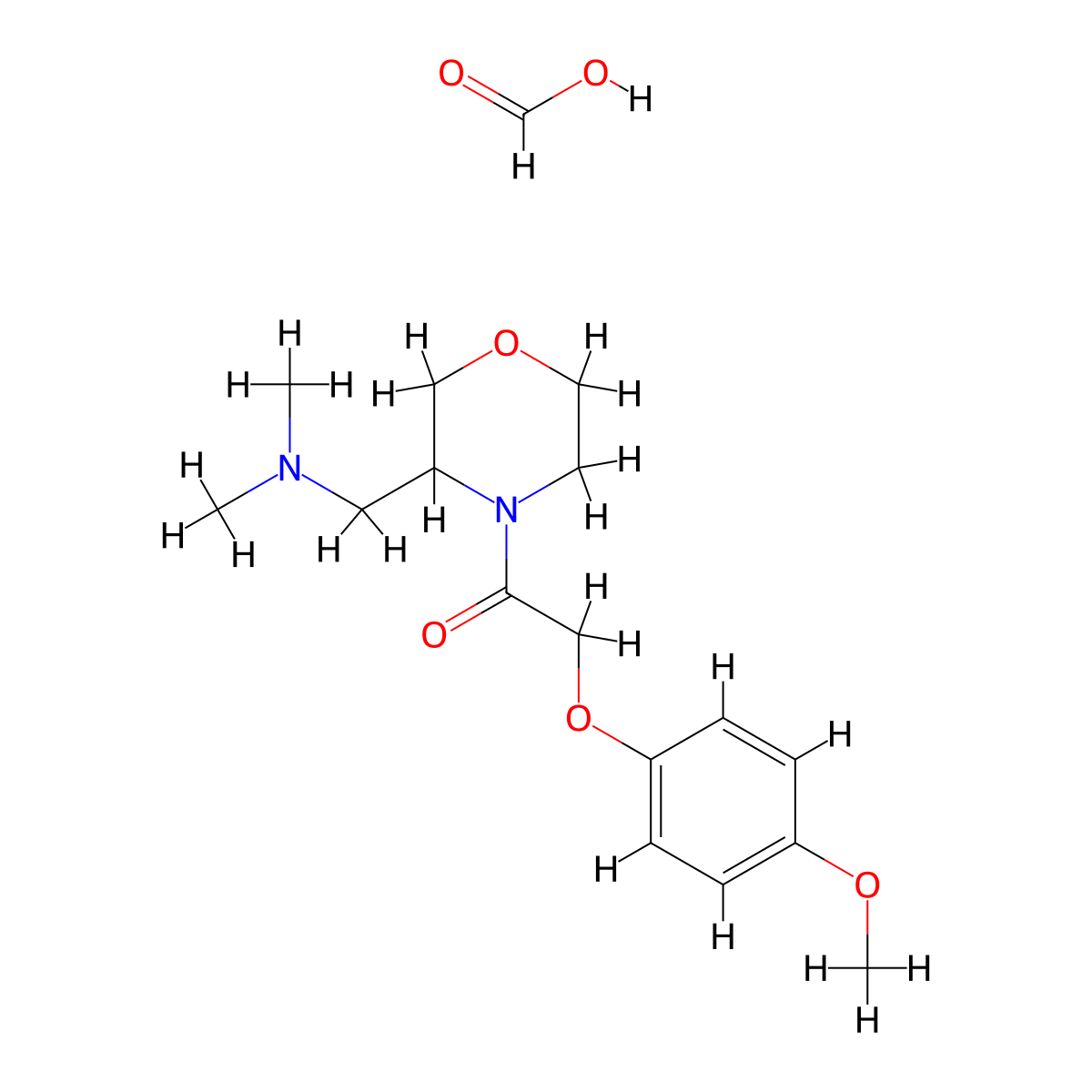 1-(3-((Dimethylamino)methyl)morpholino)-2-(4-methoxyphenoxy)ethanone formate molecular structure, CAS 1421525-10-1