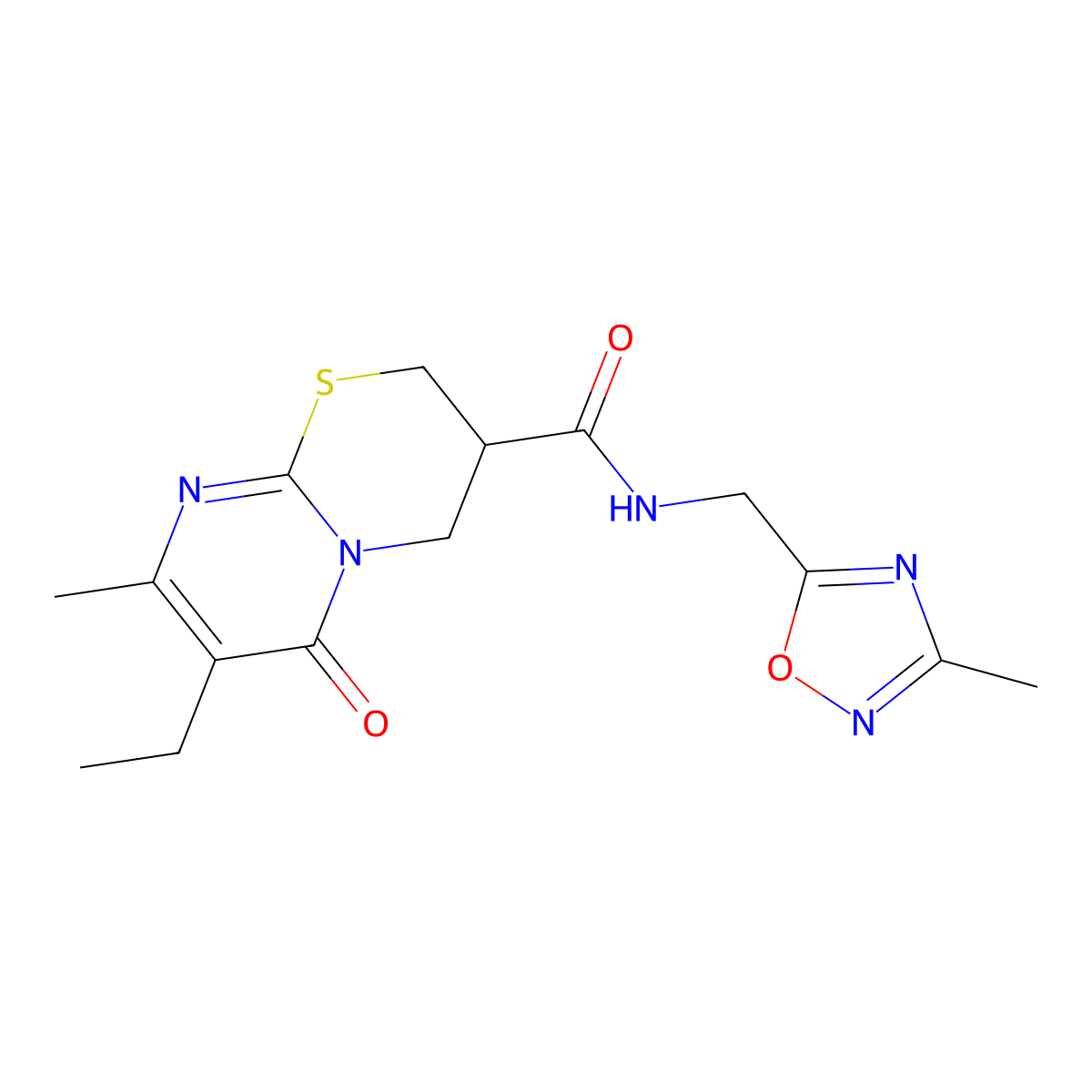 7-ethyl-8-methyl-N-((3-methyl-1,2,4-oxadiazol-5-yl)methyl)-6-oxo-2,3,4,6-tetrahydropyrimido[2,1-b][1,3]thiazine-3-carboxamide molecular structure, CAS 1421525-12-3