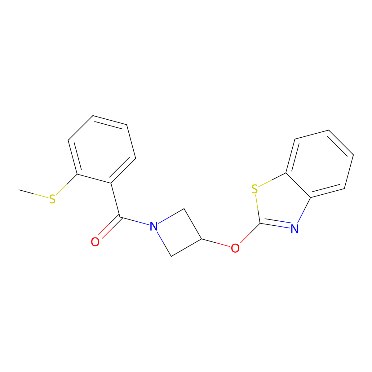 (3-(Benzo[d]thiazol-2-yloxy)azetidin-1-yl)(2-(methylthio)phenyl)methanone molecular structure, CAS 1421525-14-5