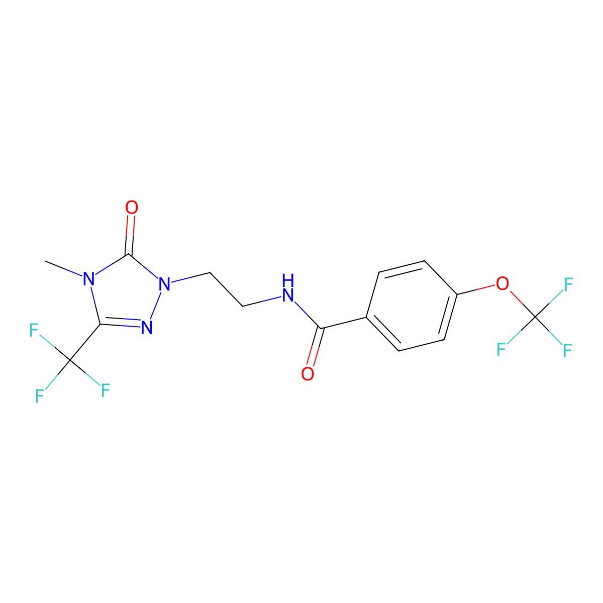 N-{2-[4-methyl-5-oxo-3-(trifluoromethyl)-4,5-dihydro-1H-1,2,4-triazol-1-yl]ethyl}-4-(trifluoromethoxy)benzamide molecular structure, CAS 1421525-16-7