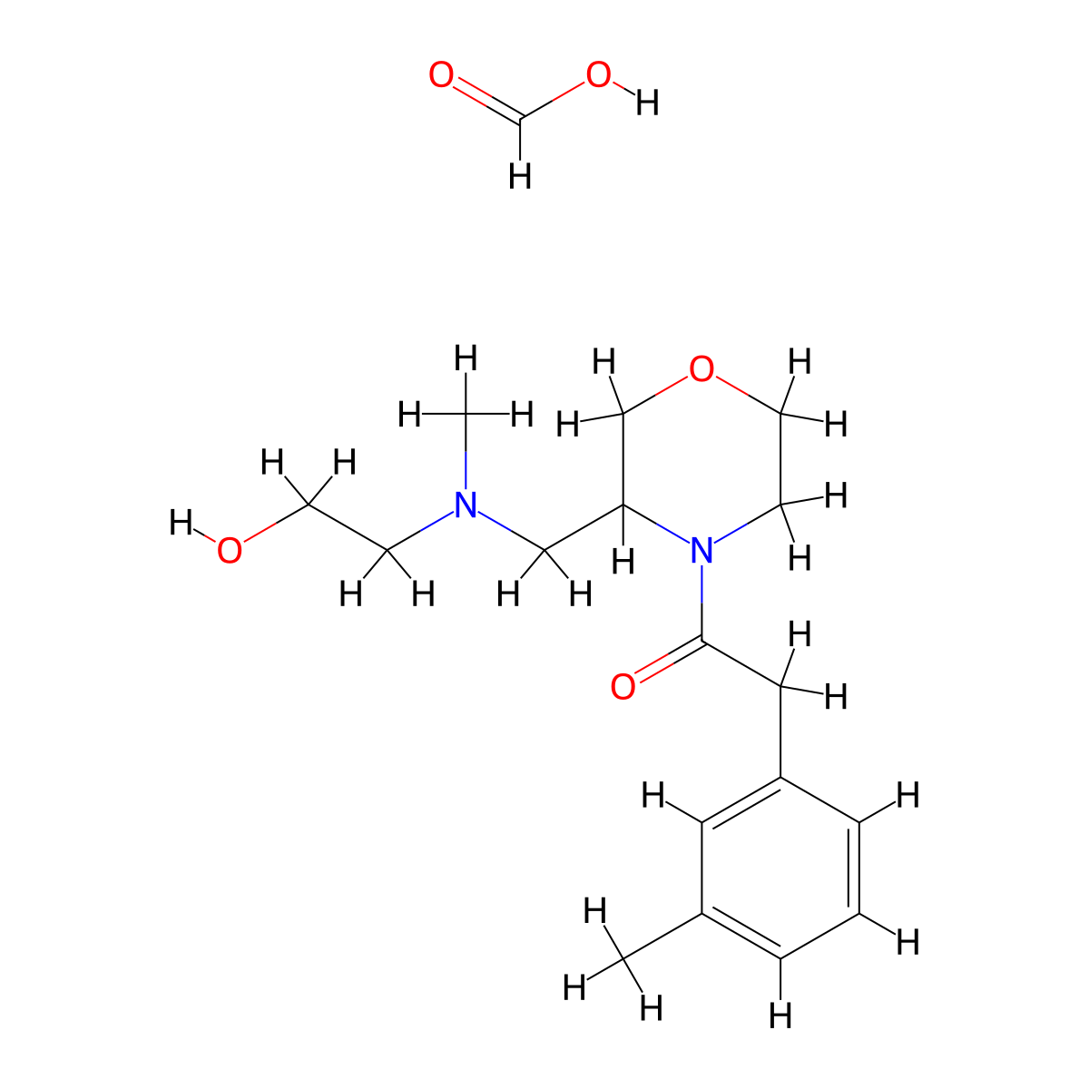 1-(3-(((2-Hydroxyethyl)(methyl)amino)methyl)morpholino)-2-(m-tolyl)ethanone formate molecular structure, CAS 1421525-21-4