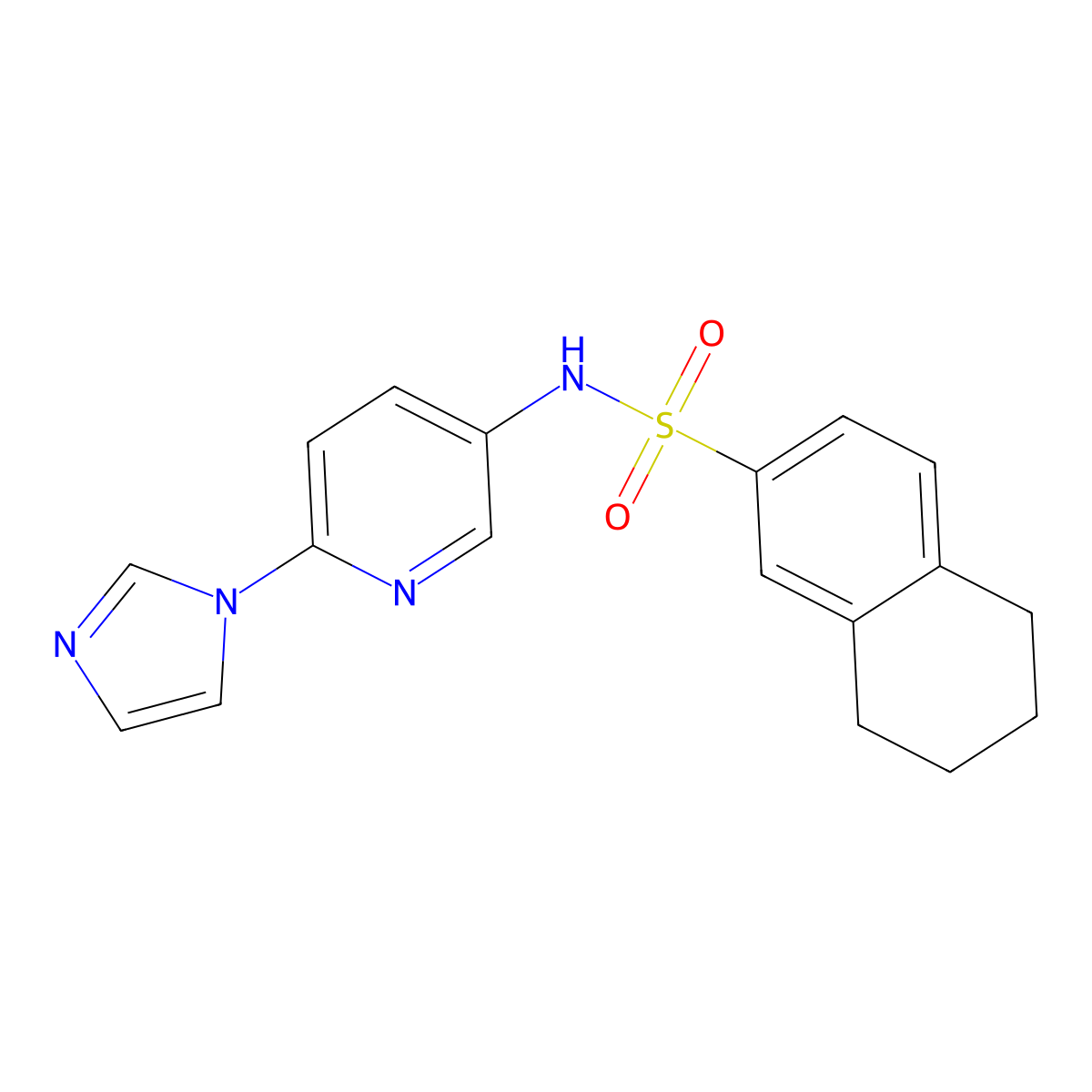 N-(6-(1H-imidazol-1-yl)pyridin-3-yl)-5,6,7,8-tetrahydronaphthalene-2-sulfonamide molecular structure, CAS 1421525-30-5