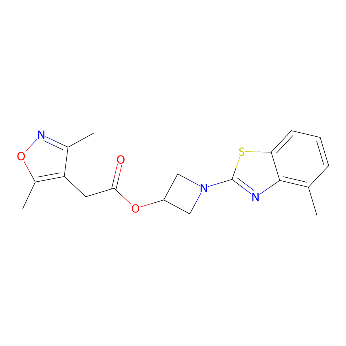 1-(4-Methylbenzo[d]thiazol-2-yl)azetidin-3-yl 2-(3,5-dimethylisoxazol-4-yl)acetate molecular structure, CAS 1421525-36-1