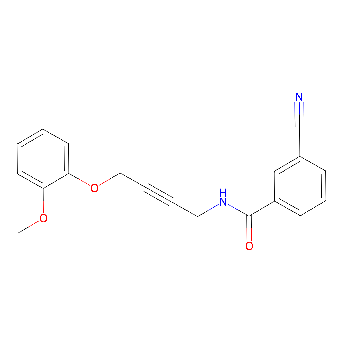 3-Cyano-N-[4-(2-methoxyphenoxy)but-2-YN-1-YL]benzamide molecular structure, CAS 1421525-37-2