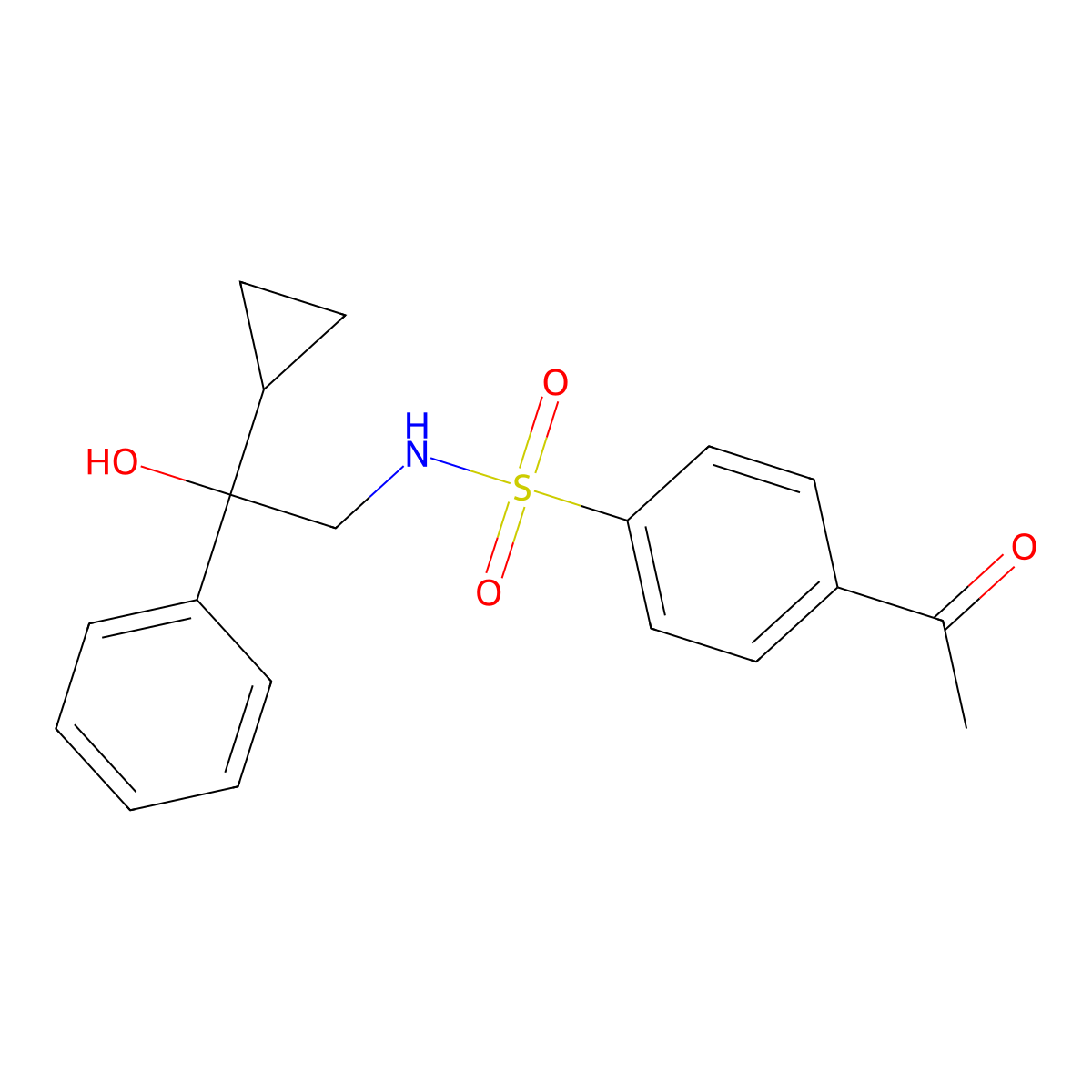 4-acetyl-N-(2-cyclopropyl-2-hydroxy-2-phenylethyl)benzenesulfonamide molecular structure, CAS 1421525-41-8