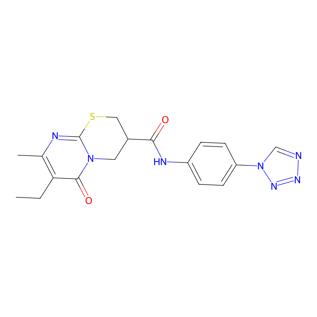 N-(4-(1H-tetrazol-1-yl)phenyl)-7-ethyl-8-methyl-6-oxo-2,3,4,6-tetrahydropyrimido[2,1-b][1,3]thiazine-3-carboxamide molecular structure, CAS 1421525-45-2