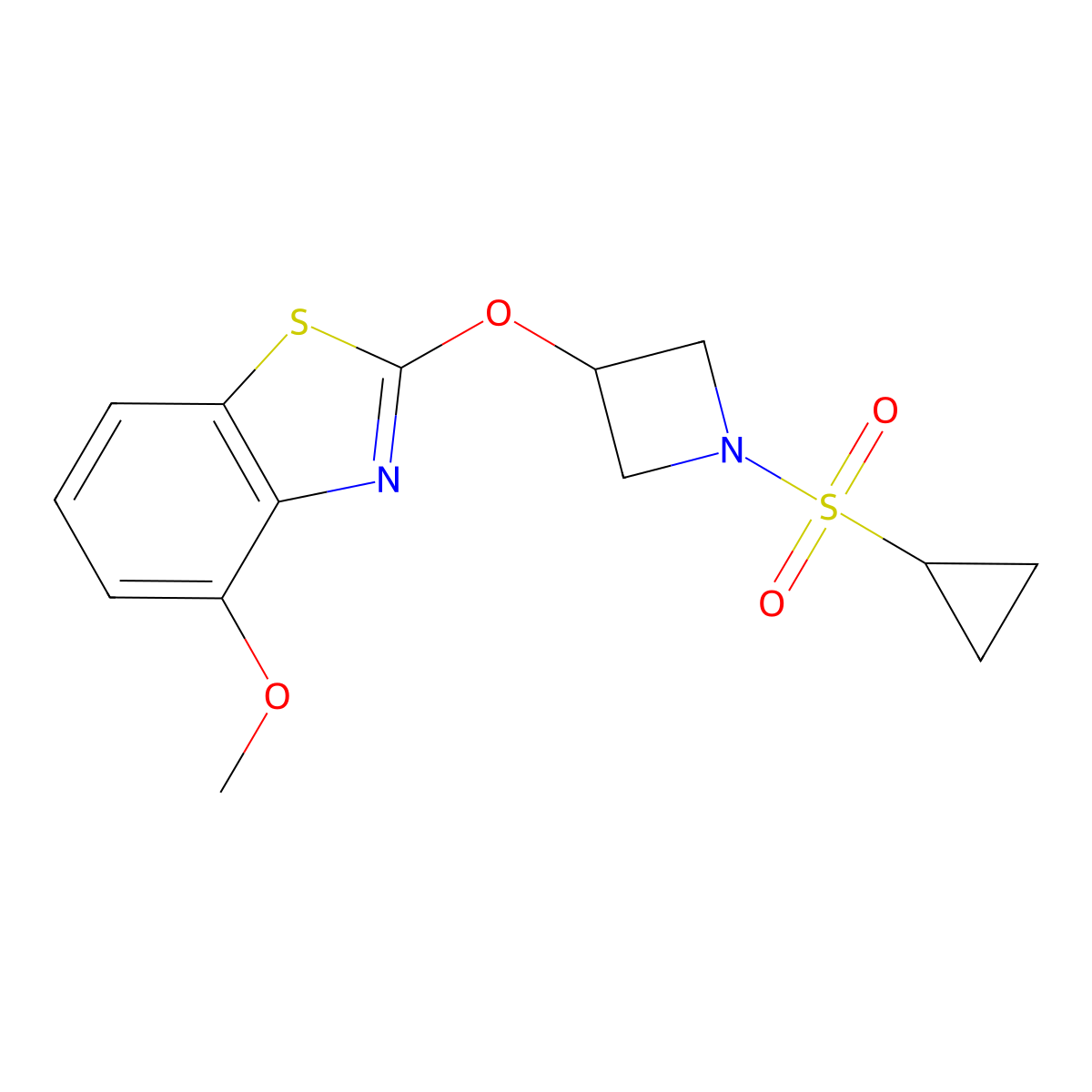 2-((1-(Cyclopropylsulfonyl)azetidin-3-yl)oxy)-4-methoxybenzo[d]thiazole molecular structure, CAS 1421525-46-3