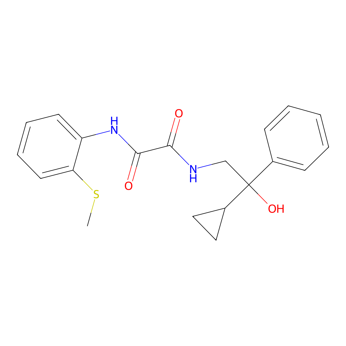 N1-(2-cyclopropyl-2-hydroxy-2-phenylethyl)-N2-(2-(methylthio)phenyl)oxalamide molecular structure, CAS 1421525-52-1
