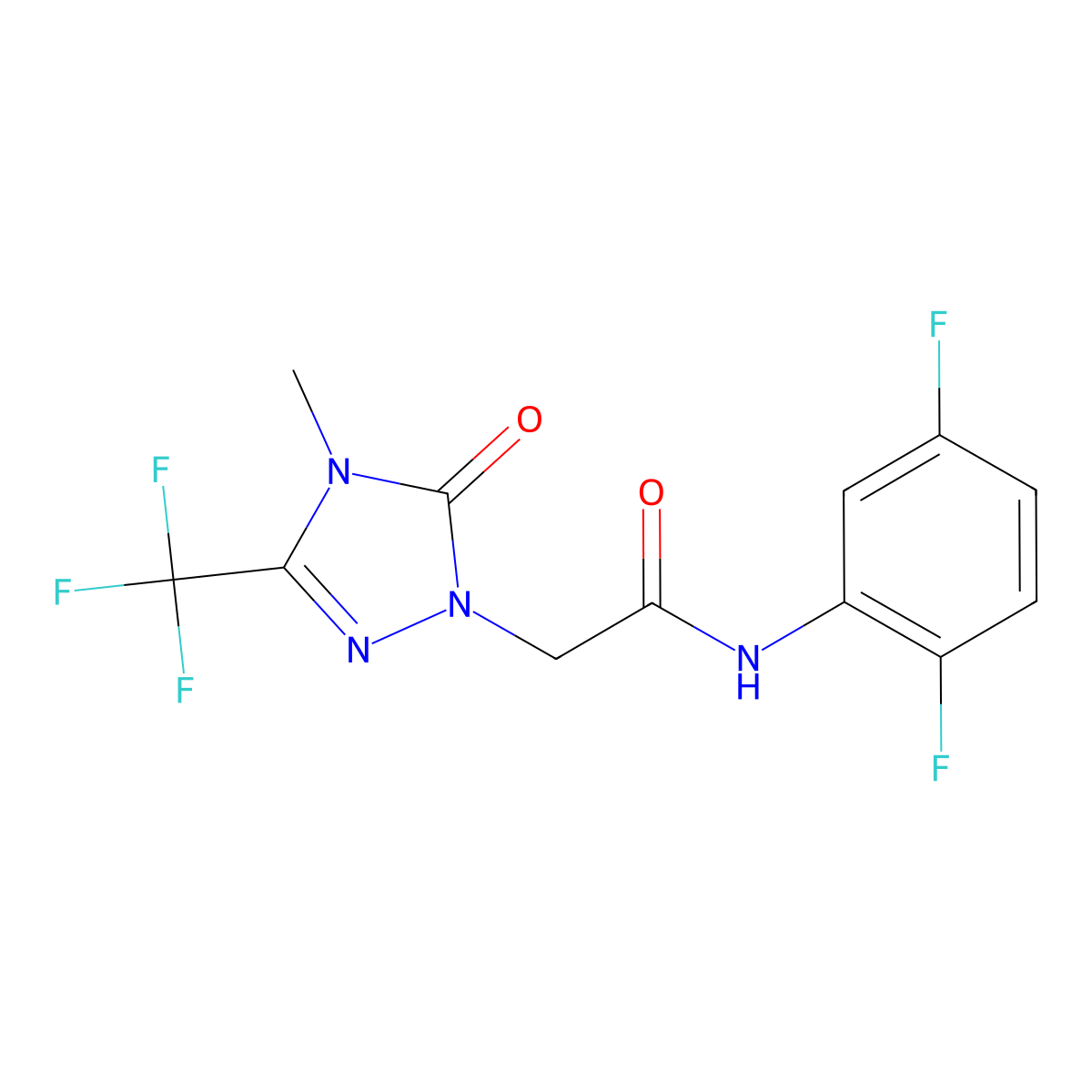 N-(2,5-difluorophenyl)-2-[4-methyl-5-oxo-3-(trifluoromethyl)-4,5-dihydro-1H-1,2,4-triazol-1-yl]acetamide molecular structure, CAS 1421525-54-3