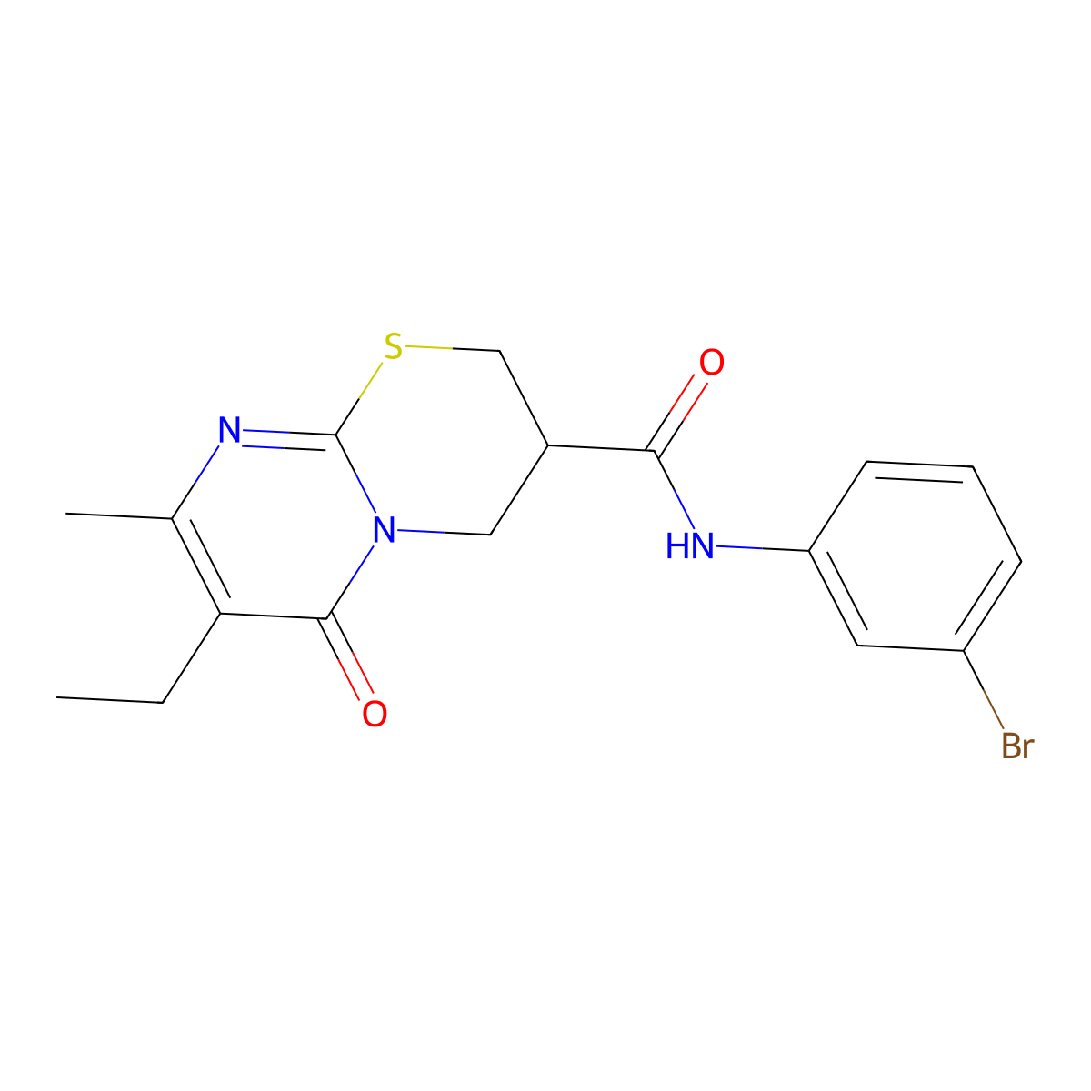 N-(3-bromophenyl)-7-ethyl-8-methyl-6-oxo-2,3,4,6-tetrahydropyrimido[2,1-b][1,3]thiazine-3-carboxamide molecular structure, CAS 1421525-63-4
