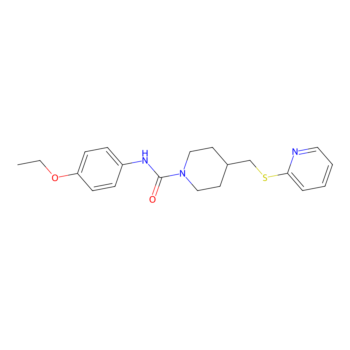 N-(4-ethoxyphenyl)-4-((pyridin-2-ylthio)methyl)piperidine-1-carboxamide molecular structure, CAS 1421525-67-8