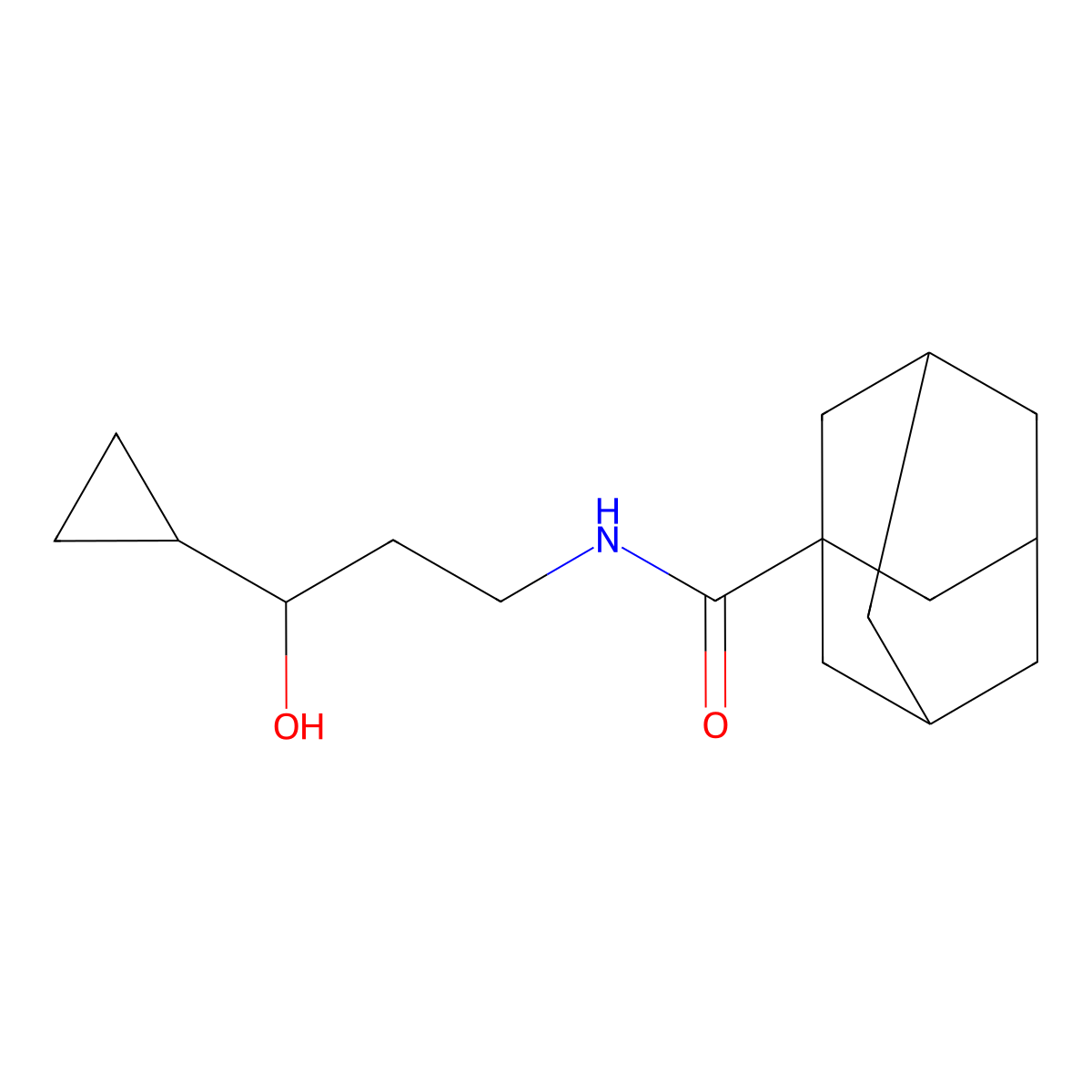 N-(3-cyclopropyl-3-hydroxypropyl)adamantane-1-carboxamide molecular structure, CAS 1421525-72-5