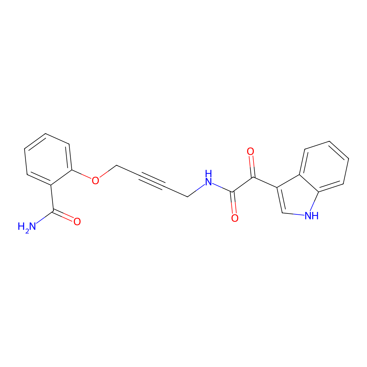 2-({4-[2-(1H-Indol-3-YL)-2-oxoacetamido]but-2-YN-1-YL}oxy)benzamide molecular structure, CAS 1421525-74-7