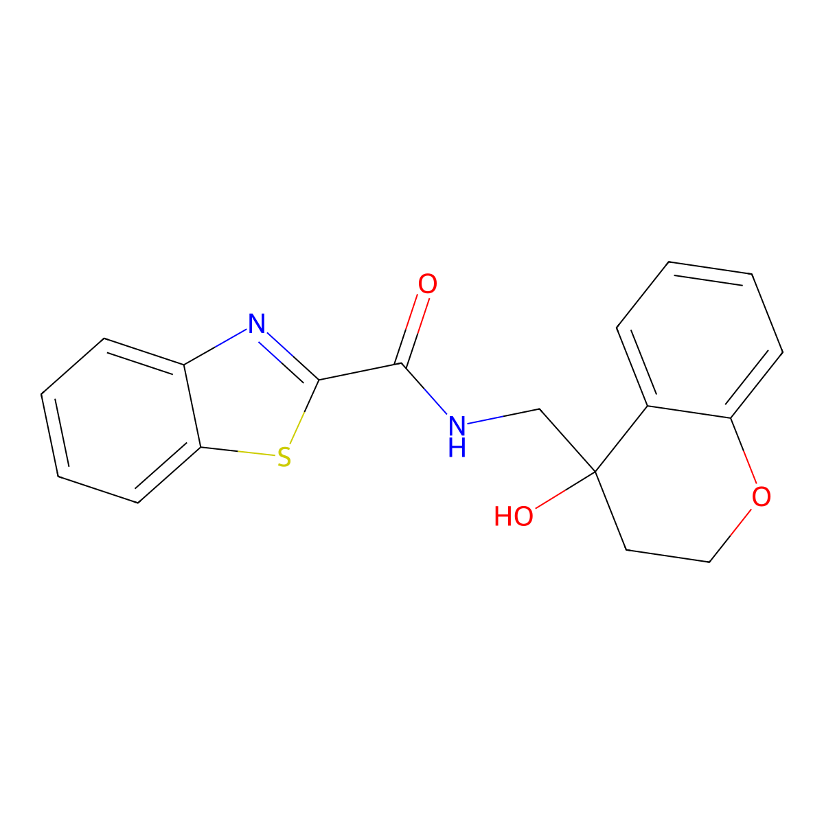 N-((4-hydroxychroman-4-yl)methyl)benzo[d]thiazole-2-carboxamide molecular structure, CAS 1421525-81-6