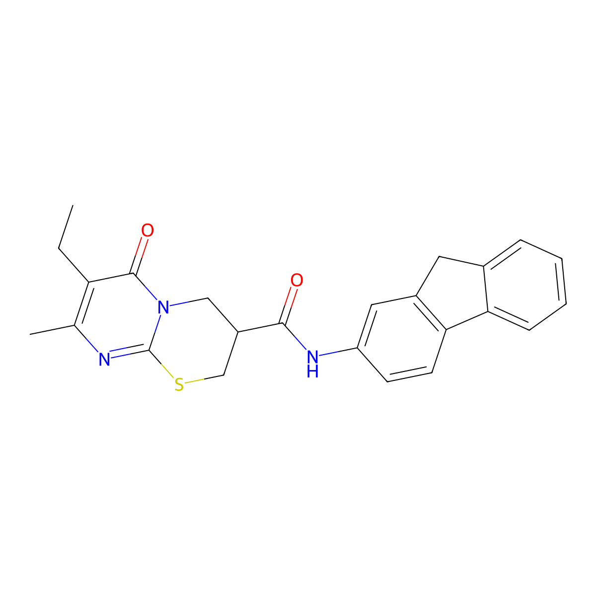7-ethyl-N-(9H-fluoren-2-yl)-8-methyl-6-oxo-2,3,4,6-tetrahydropyrimido[2,1-b][1,3]thiazine-3-carboxamide molecular structure, CAS 1421525-83-8