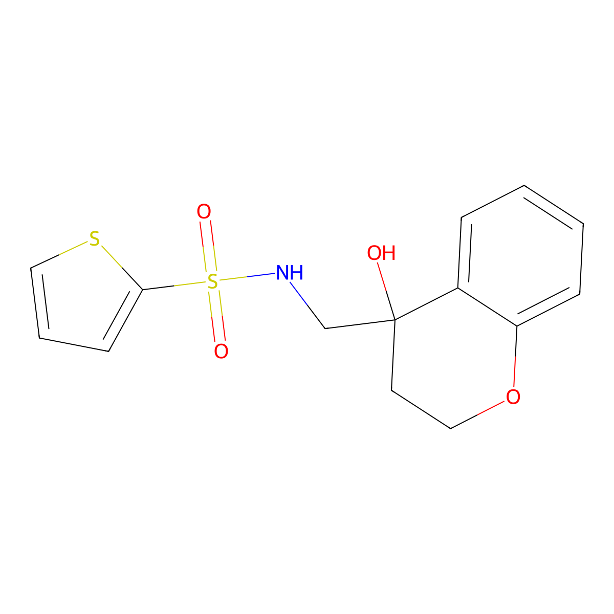 N-((4-hydroxychroman-4-yl)methyl)thiophene-2-sulfonamide molecular structure, CAS 1421525-85-0