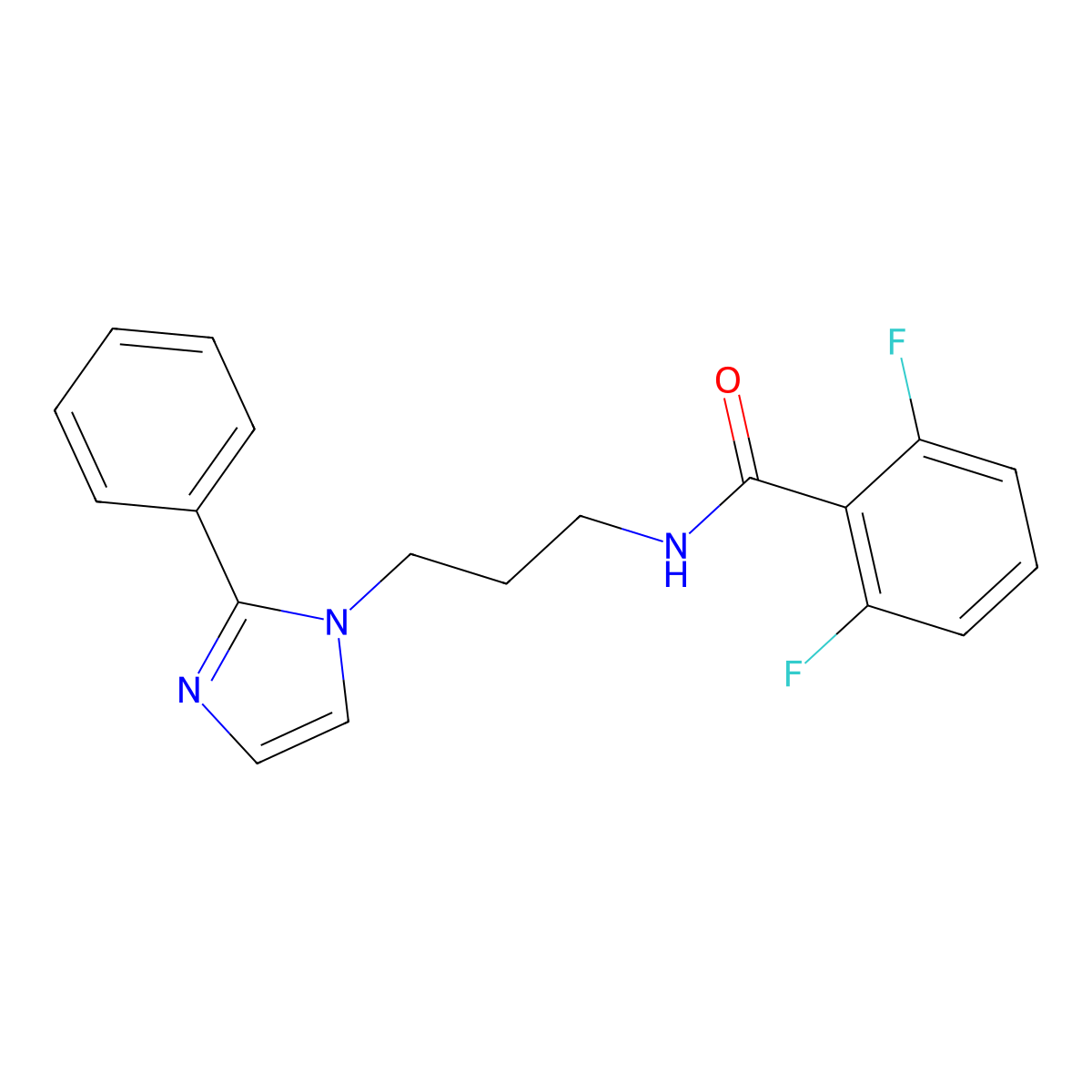 2,6-difluoro-N-(3-(2-phenyl-1H-imidazol-1-yl)propyl)benzamide molecular structure, CAS 1421525-91-8