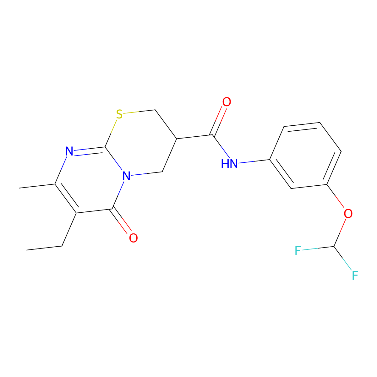 N-(3-(difluoromethoxy)phenyl)-7-ethyl-8-methyl-6-oxo-2,3,4,6-tetrahydropyrimido[2,1-b][1,3]thiazine-3-carboxamide molecular structure, CAS 1421525-94-1
