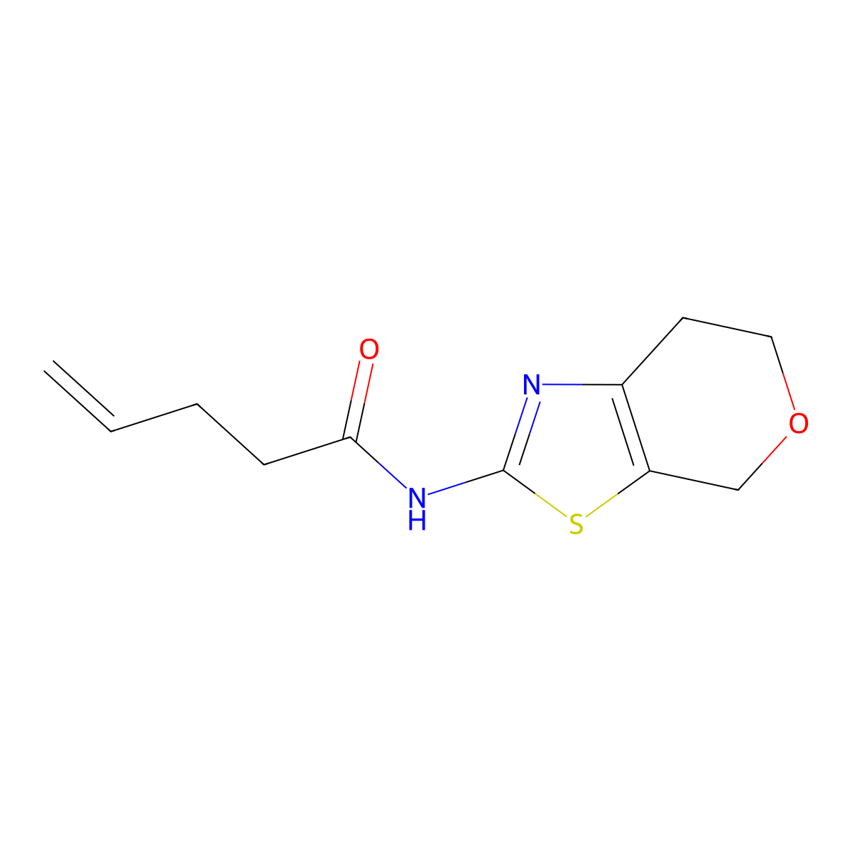 N-(6,7-dihydro-4H-pyrano[4,3-d]thiazol-2-yl)pent-4-enamide molecular structure, CAS 1421525-95-2