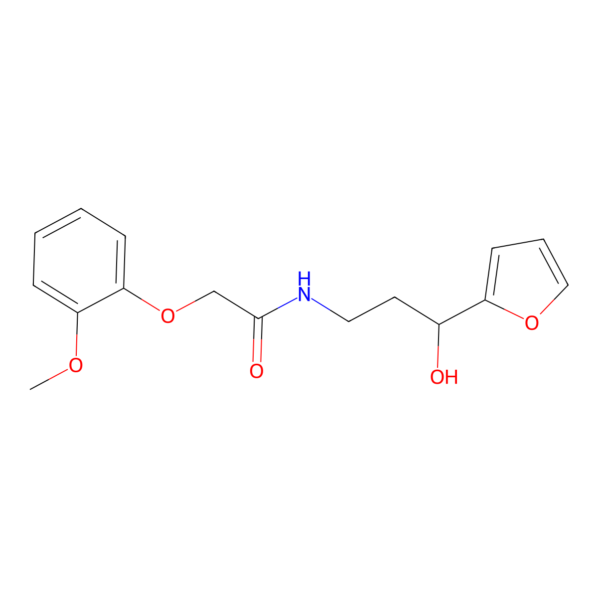 N-[3-(Furan-2-YL)-3-hydroxypropyl]-2-(2-methoxyphenoxy)acetamide molecular structure, CAS 1421525-99-6