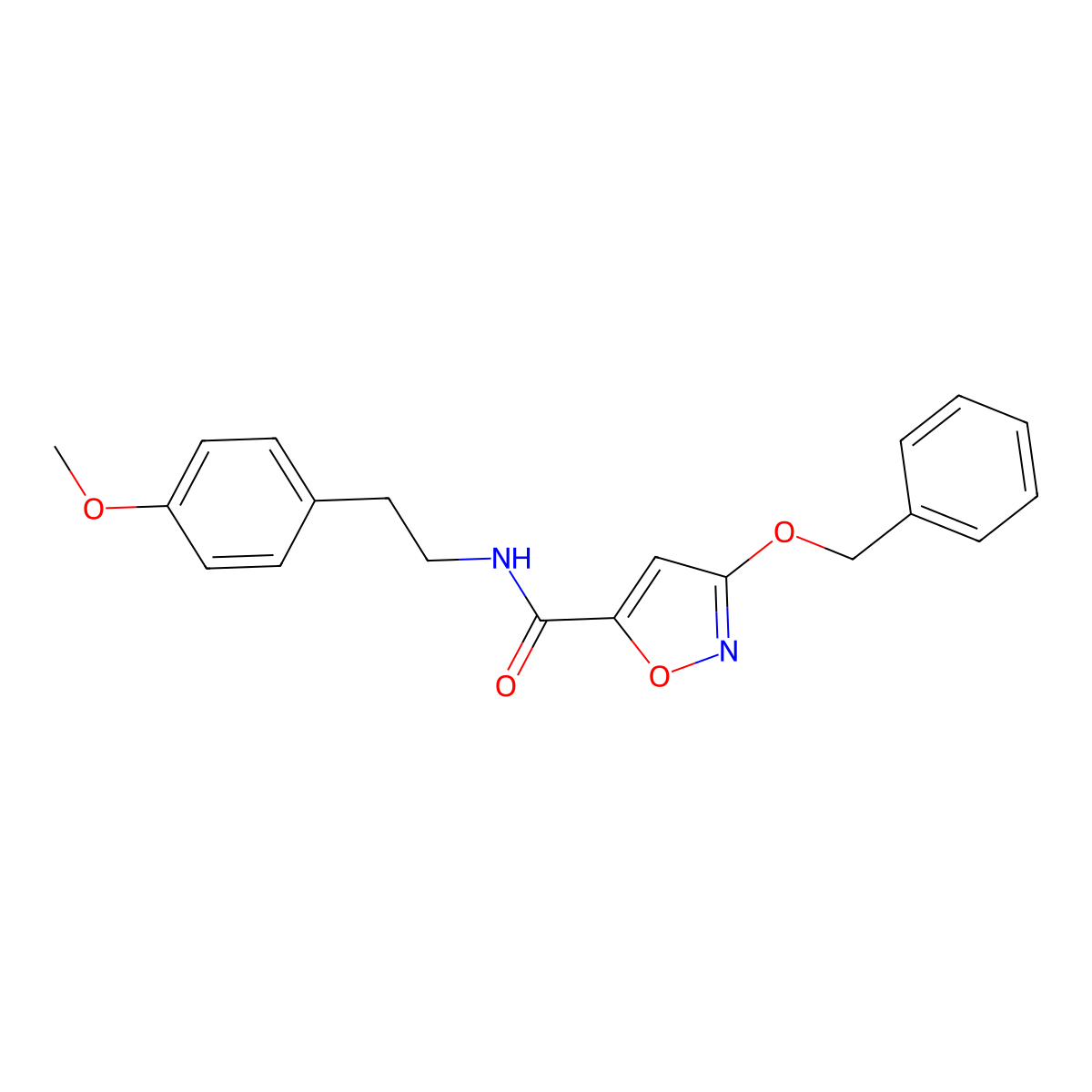 3-(benzyloxy)-N-(4-methoxyphenethyl)isoxazole-5-carboxamide molecular structure, CAS 1421526-00-2