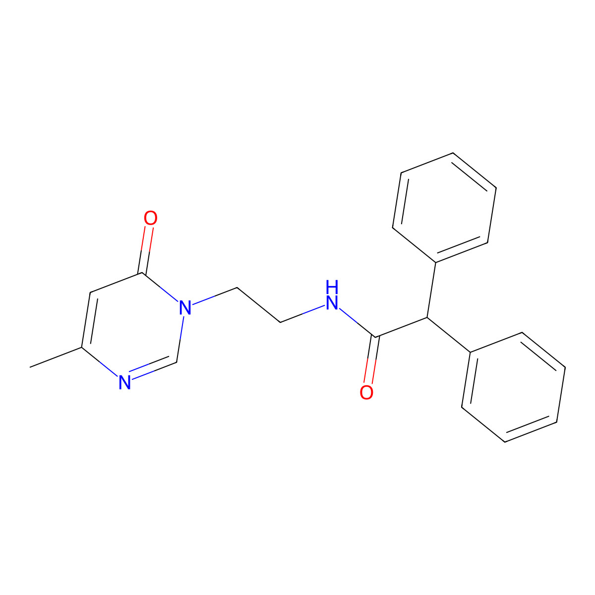 N-(2-(4-methyl-6-oxopyrimidin-1(6H)-yl)ethyl)-2,2-diphenylacetamide molecular structure, CAS 1421526-04-6