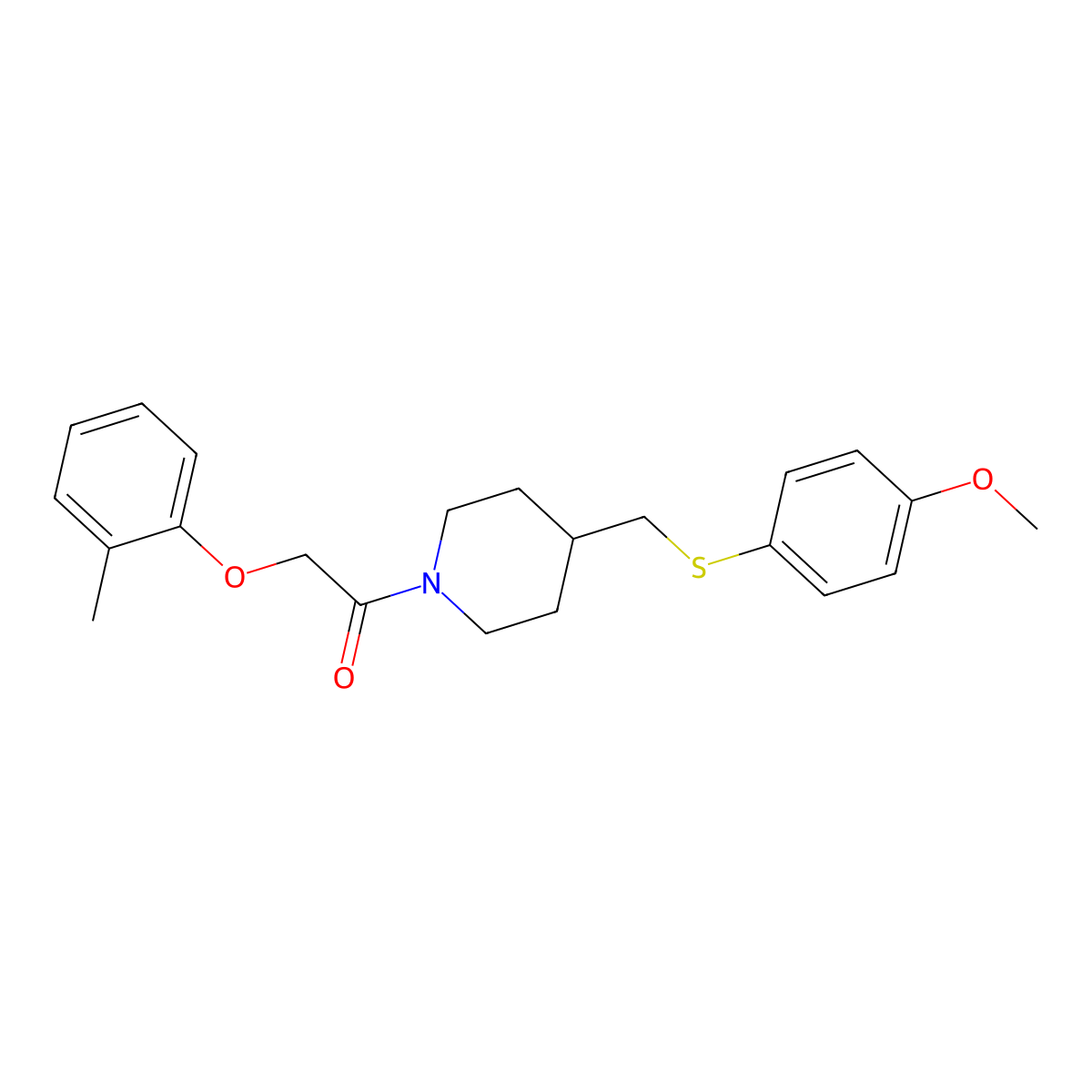 1-(4-{[(4-Methoxyphenyl)sulfanyl]methyl}piperidin-1-yl)-2-(2-methylphenoxy)ethan-1-one molecular structure, CAS 1421526-15-9
