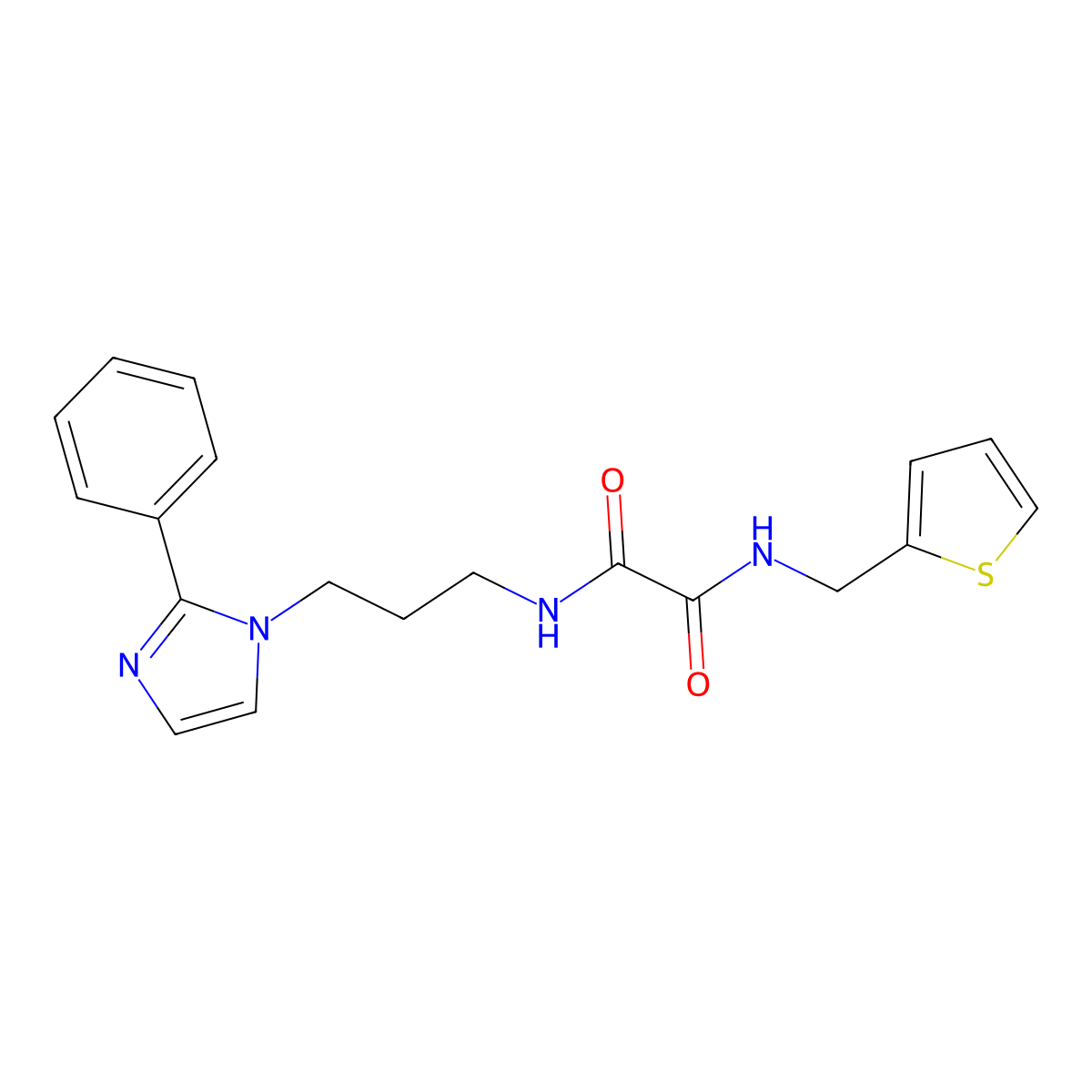 N1-(3-(2-phenyl-1H-imidazol-1-yl)propyl)-N2-(thiophen-2-ylmethyl)oxalamide molecular structure, CAS 1421526-18-2