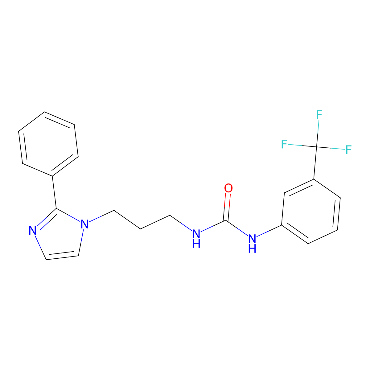 1-(3-(2-phenyl-1H-imidazol-1-yl)propyl)-3-(3-(trifluoromethyl)phenyl)urea molecular structure, CAS 1421526-25-1