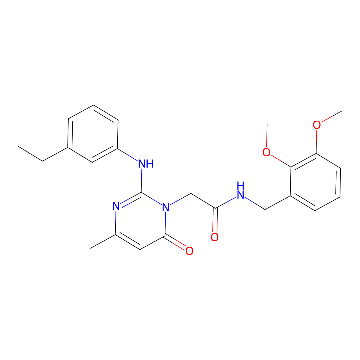 N-(2,3-dimethoxybenzyl)-2-(2-((3-ethylphenyl)amino)-4-methyl-6-oxopyrimidin-1(6H)-yl)acetamide molecular structure, CAS 1421526-30-8