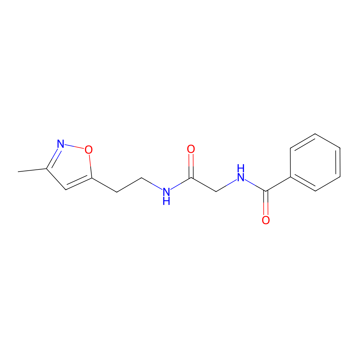 N-(2-((2-(3-methylisoxazol-5-yl)ethyl)amino)-2-oxoethyl)benzamide molecular structure, CAS 1421526-32-0
