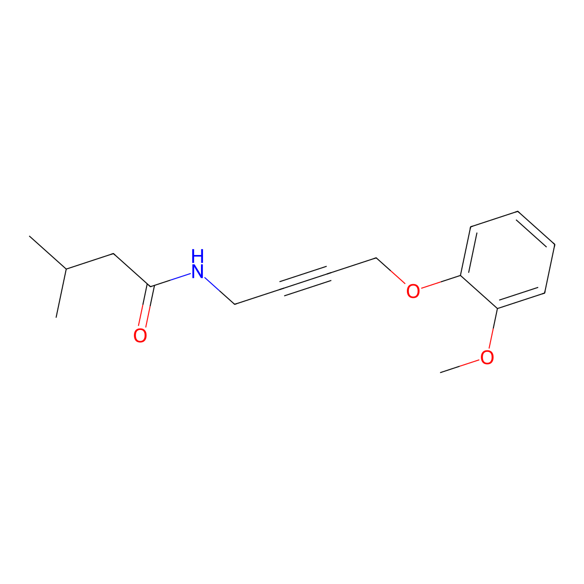 N-[4-(2-Methoxyphenoxy)but-2-YN-1-YL]-3-methylbutanamide molecular structure, CAS 1421526-38-6