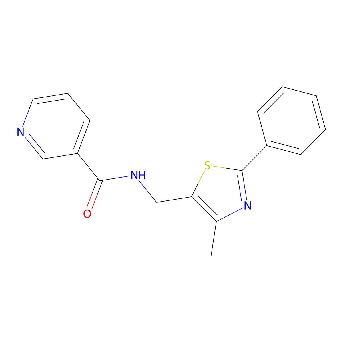 N-((4-methyl-2-phenylthiazol-5-yl)methyl)nicotinamide molecular structure, CAS 1421526-42-2