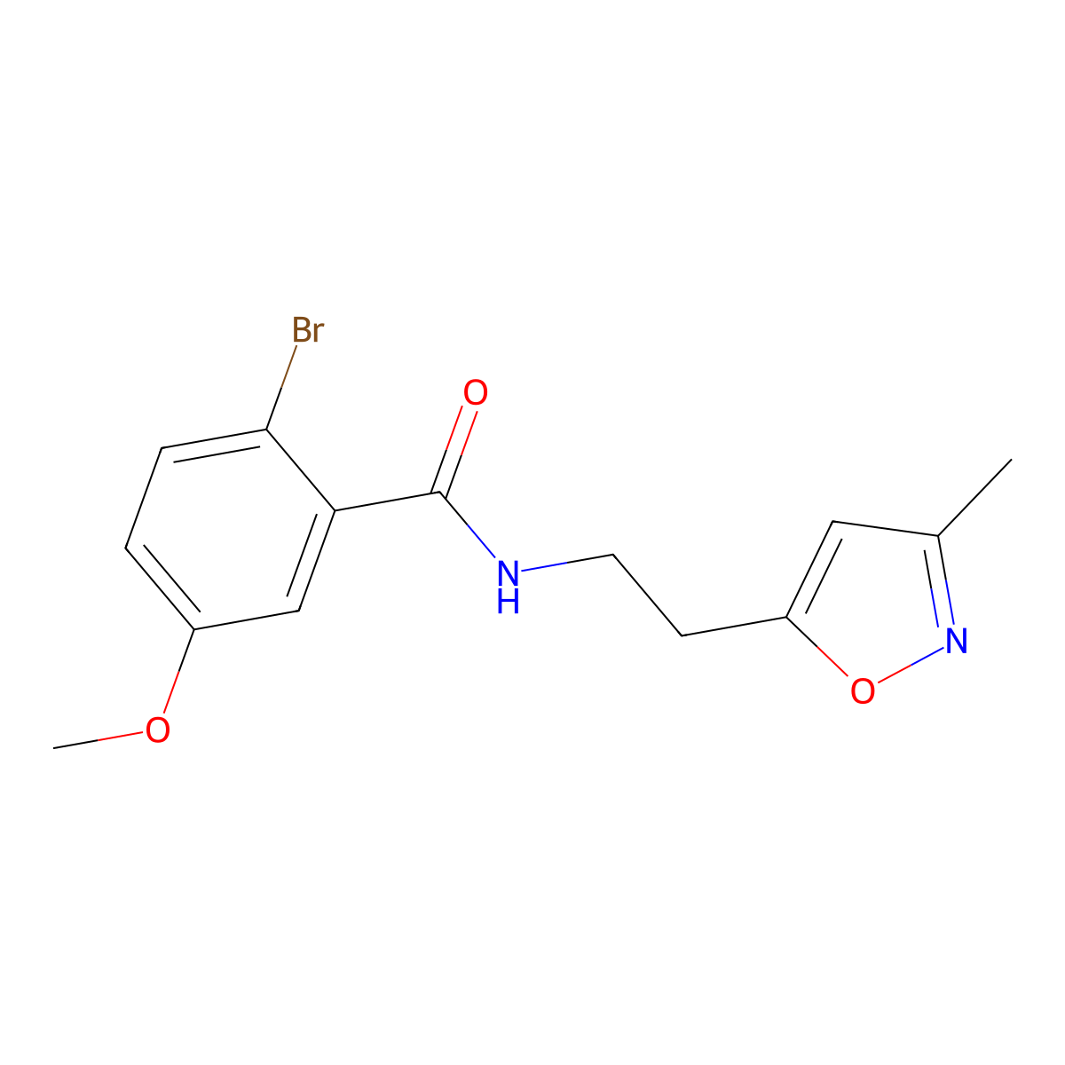 2-bromo-5-methoxy-N-(2-(3-methylisoxazol-5-yl)ethyl)benzamide molecular structure, CAS 1421526-43-3