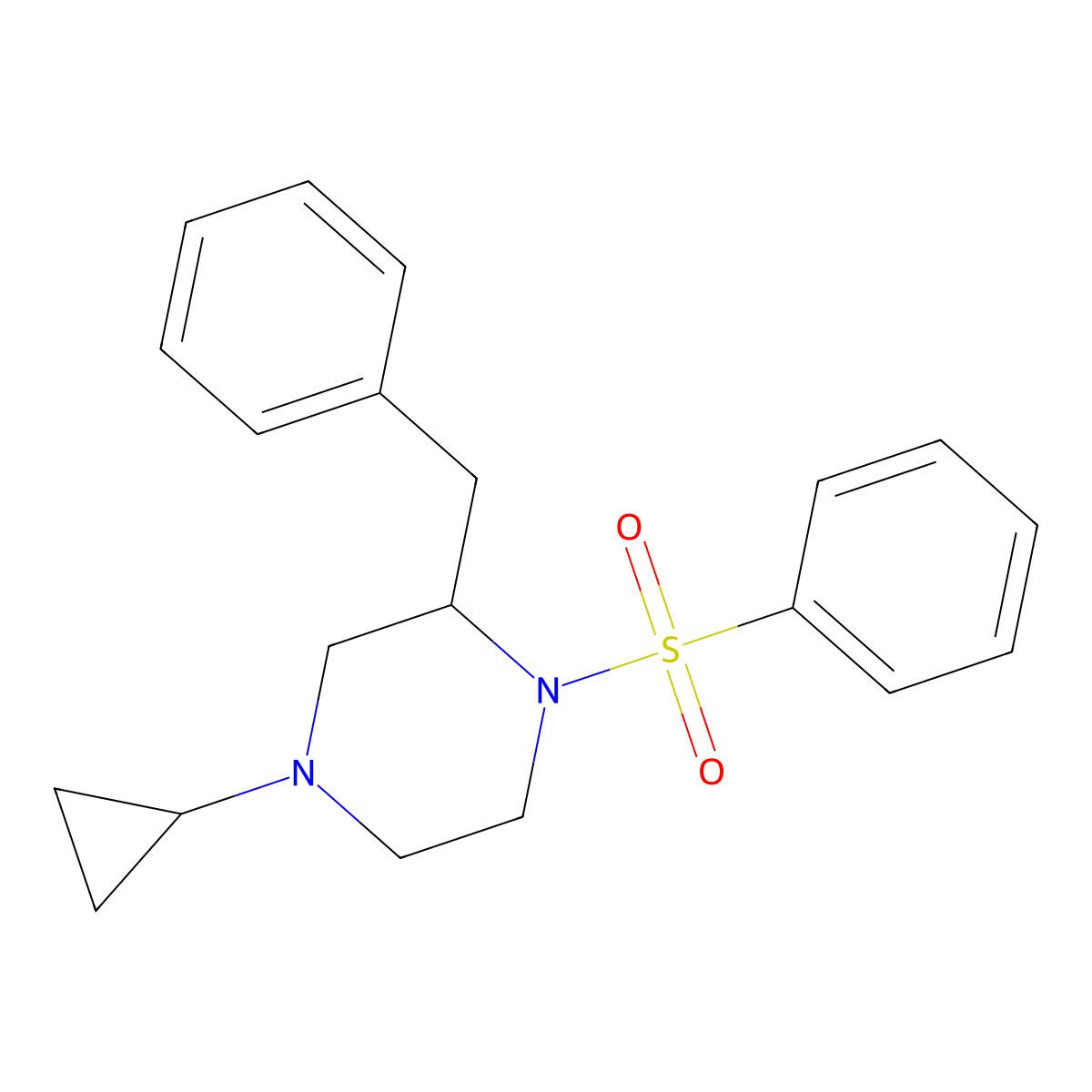 2-Benzyl-4-cyclopropyl-1-(phenylsulfonyl)piperazine molecular structure, CAS 1421526-46-6