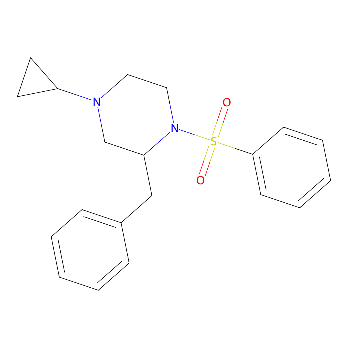2-Benzyl-4-cyclopropyl-1-(phenylsulfonyl)piperazine molecular structure, CAS 1421526-46-6