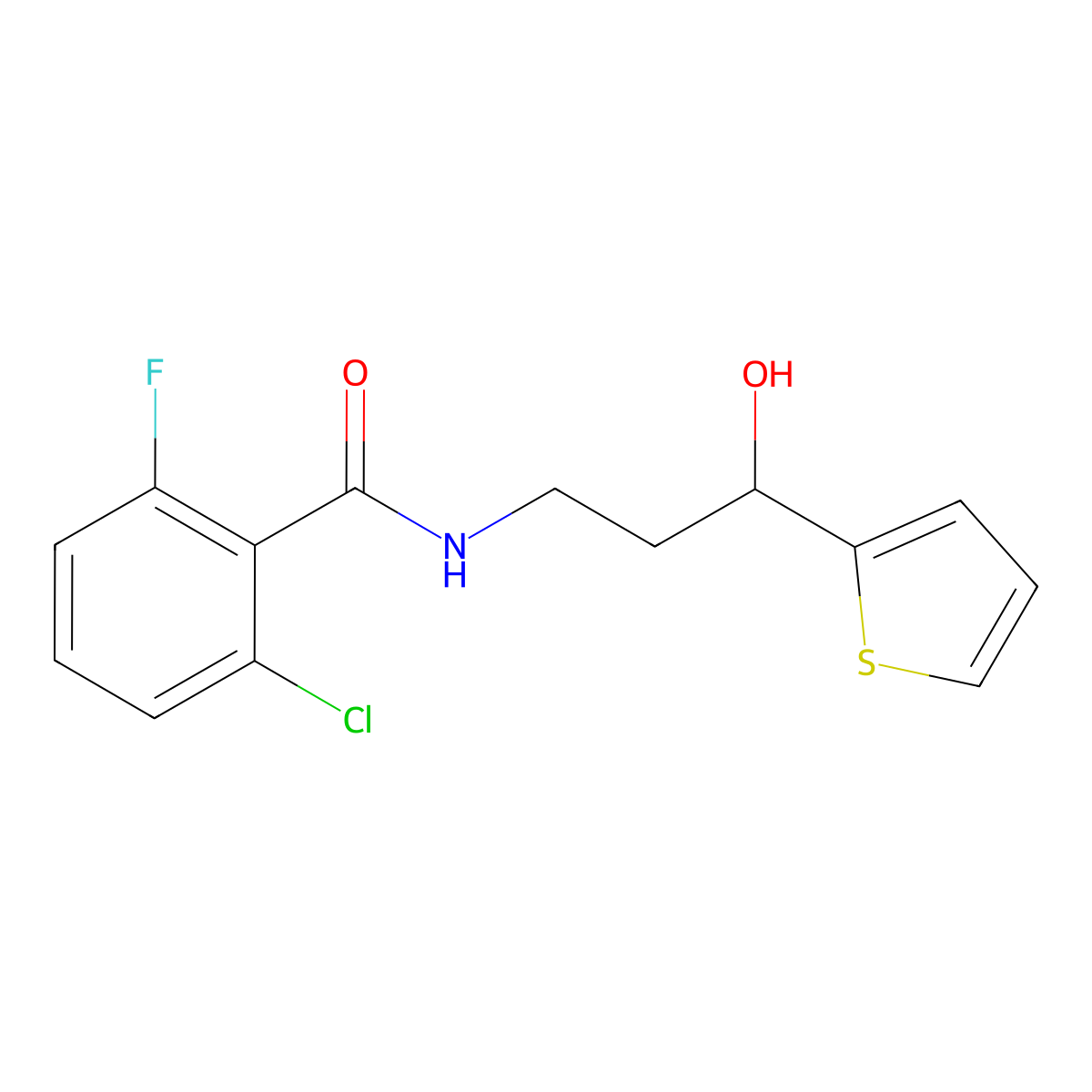 2-Chloro-6-fluoro-N-[3-hydroxy-3-(thiophen-2-YL)propyl]benzamide molecular structure, CAS 1421526-50-2