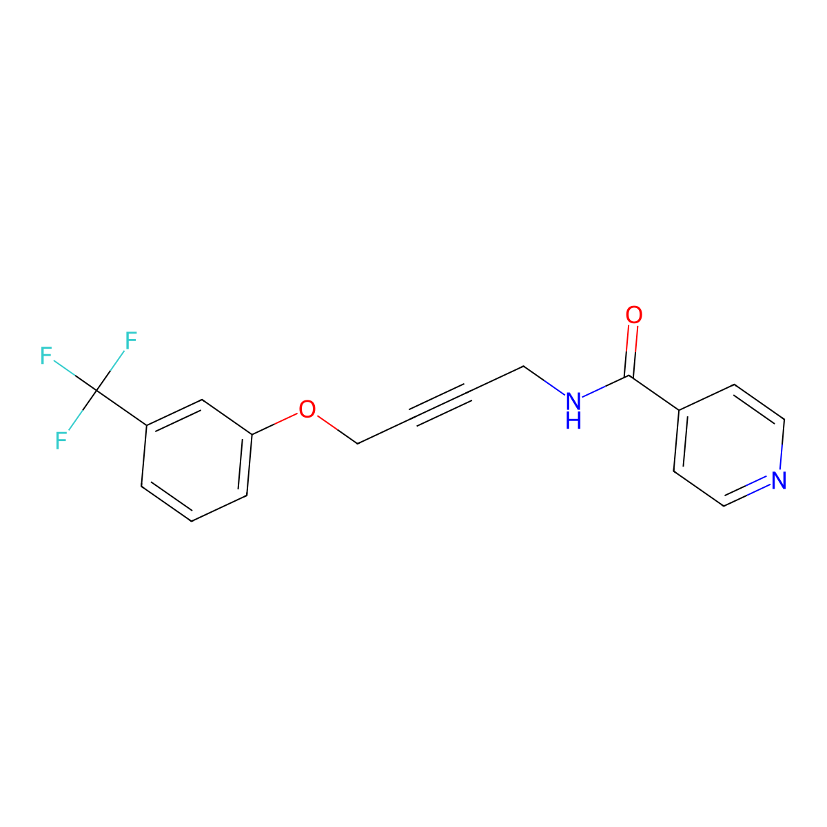 N-(4-(3-(trifluoromethyl)phenoxy)but-2-yn-1-yl)isonicotinamide molecular structure, CAS 1421526-56-8