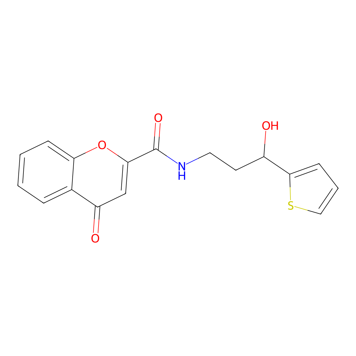 N-(3-hydroxy-3-(thiophen-2-yl)propyl)-4-oxo-4H-chromene-2-carboxamide molecular structure, CAS 1421526-59-1
