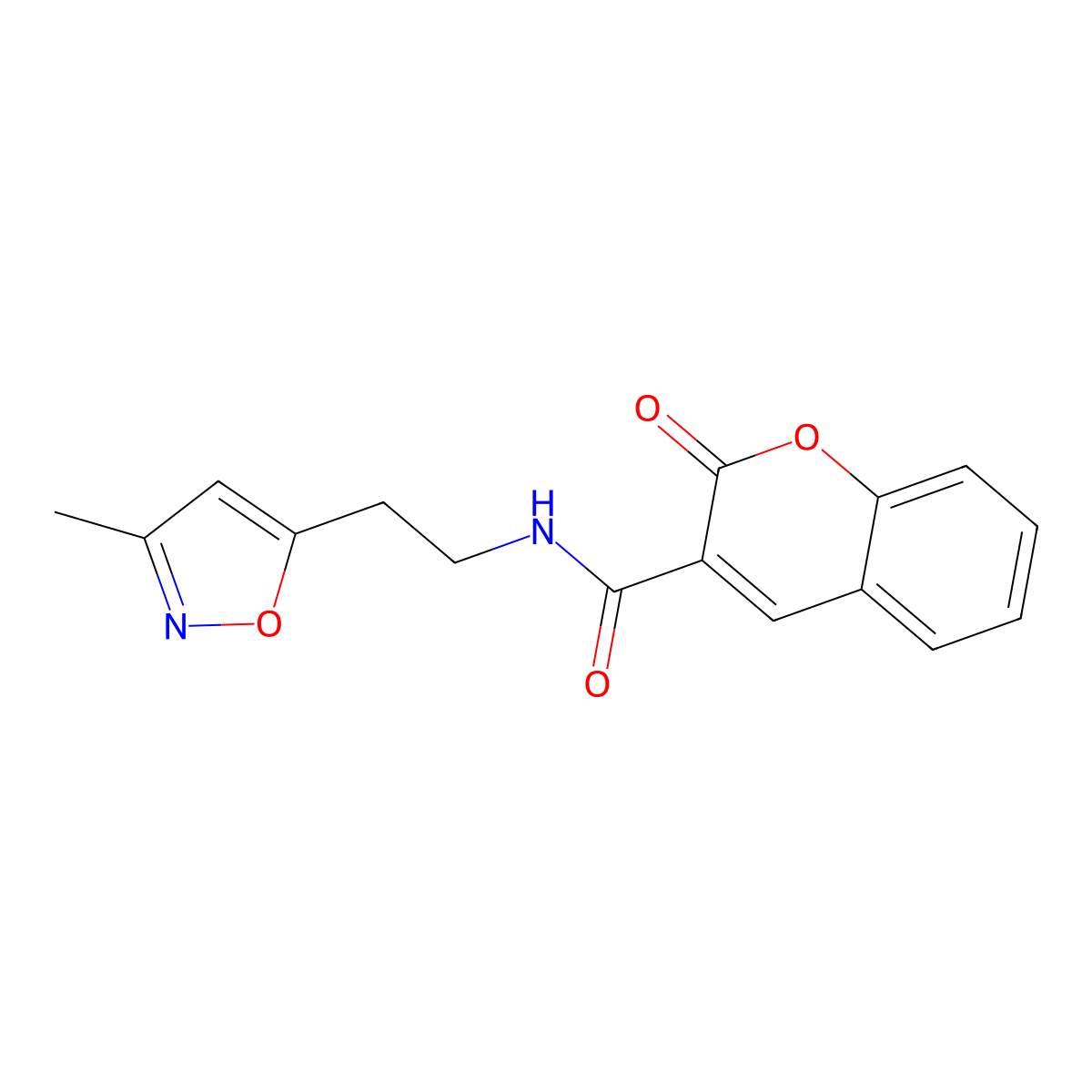 N-(2-(3-methylisoxazol-5-yl)ethyl)-2-oxo-2H-chromene-3-carboxamide molecular structure, CAS 1421526-61-5