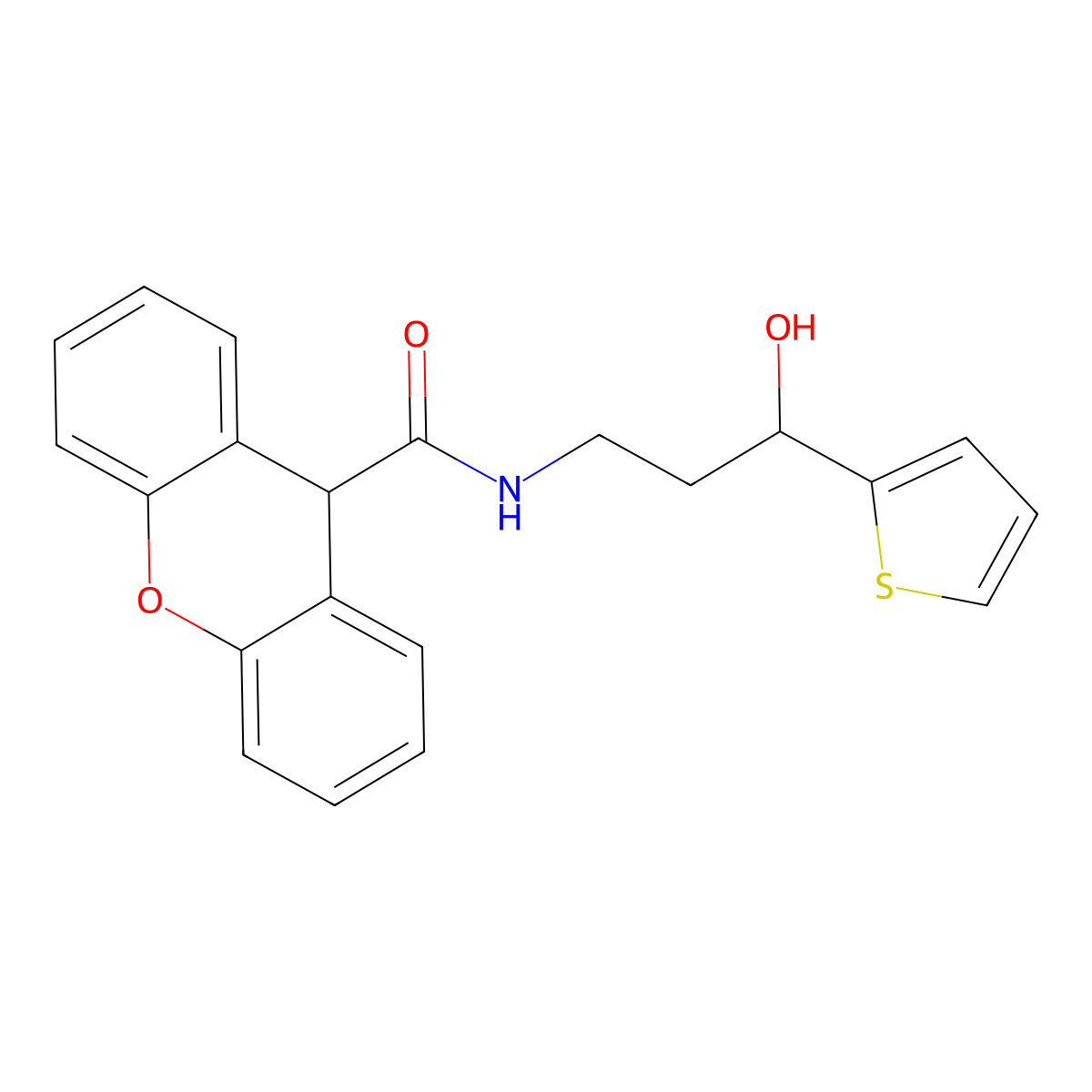 N-(3-hydroxy-3-(thiophen-2-yl)propyl)-9H-xanthene-9-carboxamide molecular structure, CAS 1421526-65-9