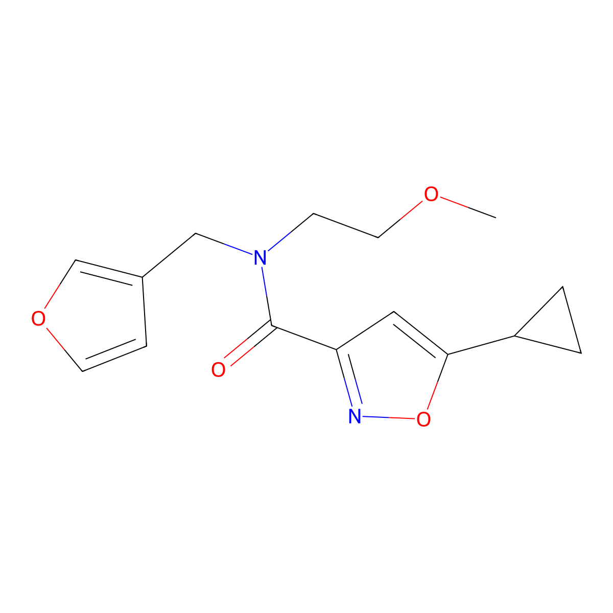 5-cyclopropyl-N-(furan-3-ylmethyl)-N-(2-methoxyethyl)isoxazole-3-carboxamide molecular structure, CAS 1421526-92-2
