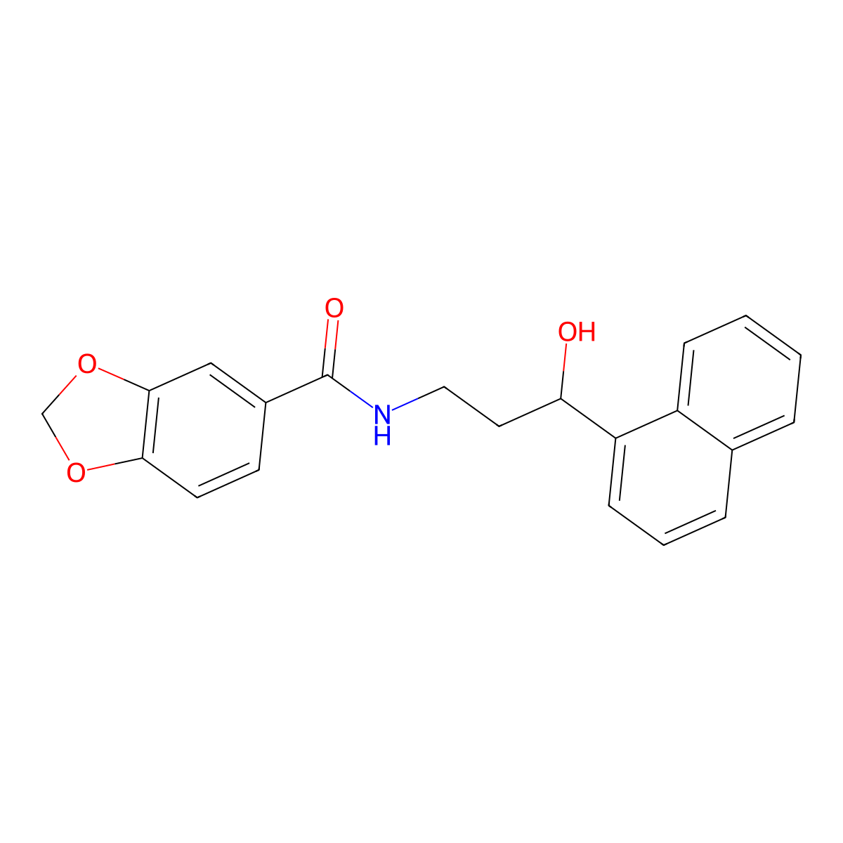 N-(3-hydroxy-3-(naphthalen-1-yl)propyl)benzo[d][1,3]dioxole-5-carboxamide molecular structure, CAS 1421527-01-6