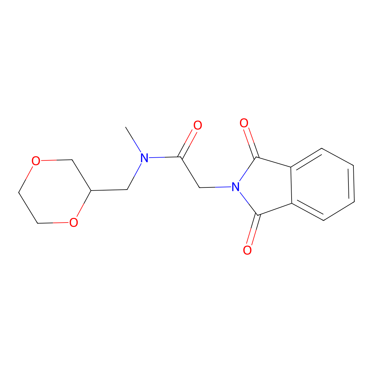 N-((1,4-dioxan-2-yl)methyl)-2-(1,3-dioxoisoindolin-2-yl)-N-methylacetamide molecular structure, CAS 1421527-03-8