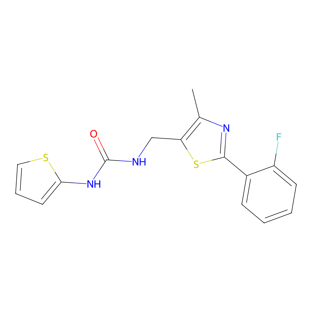 1-((2-(2-Fluorophenyl)-4-methylthiazol-5-yl)methyl)-3-(thiophen-2-yl)urea molecular structure, CAS 1421527-06-1
