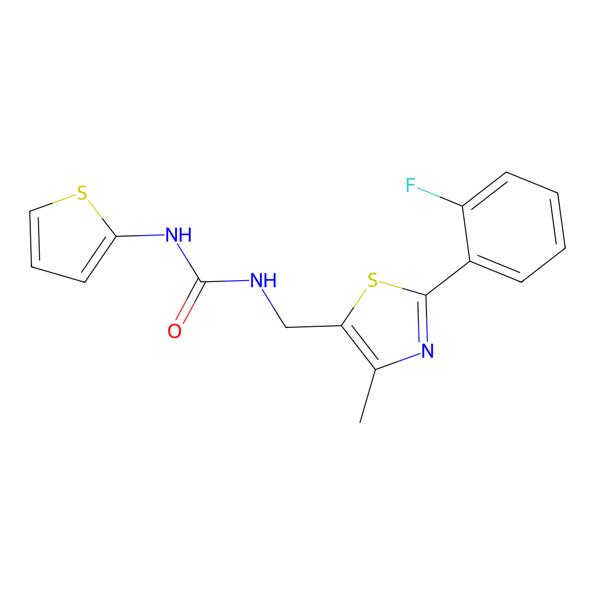 1-((2-(2-Fluorophenyl)-4-methylthiazol-5-yl)methyl)-3-(thiophen-2-yl)urea molecular structure, CAS 1421527-06-1