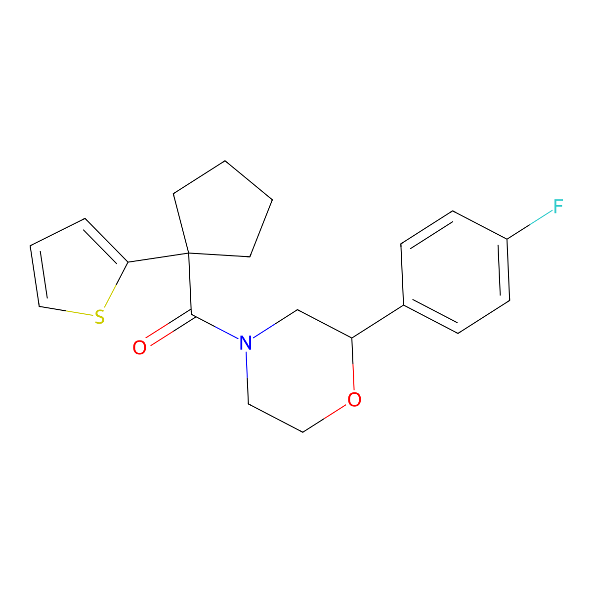 (2-(4-Fluorophenyl)morpholino)(1-(thiophen-2-yl)cyclopentyl)methanone molecular structure, CAS 1421527-80-1