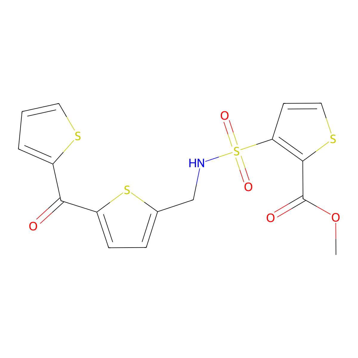 methyl 3-(N-((5-(thiophene-2-carbonyl)thiophen-2-yl)methyl)sulfamoyl)thiophene-2-carboxylate molecular structure, CAS 1421527-88-9